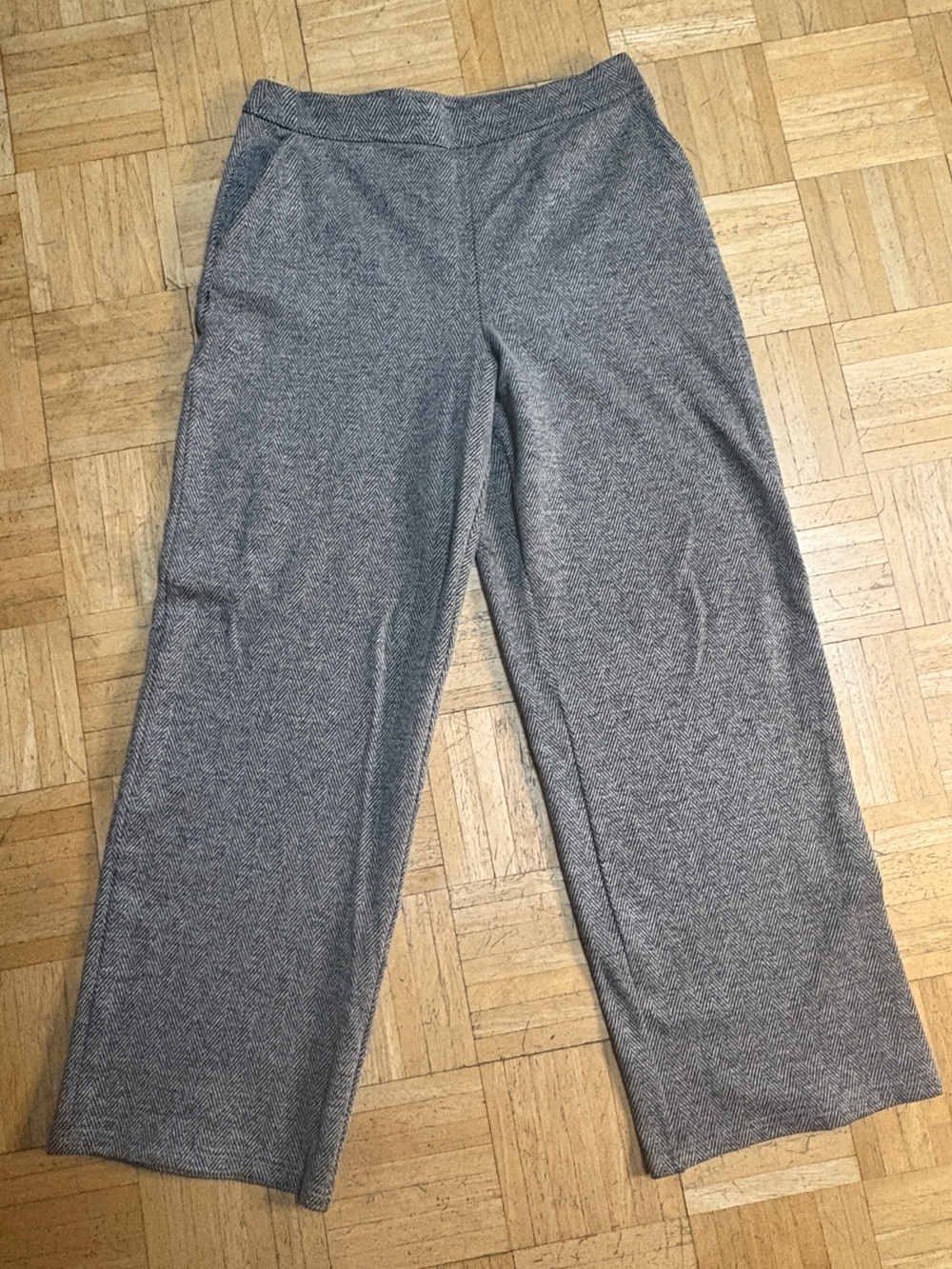 Jules & Leopold Gray Herringbone Wide-Leg Pants | Size M